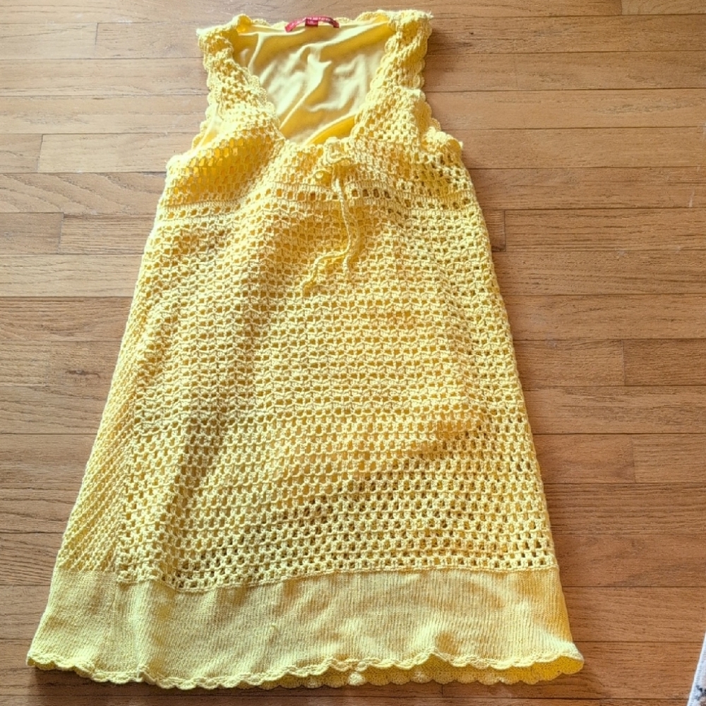 Chic Yellow Crochet Dress for Women